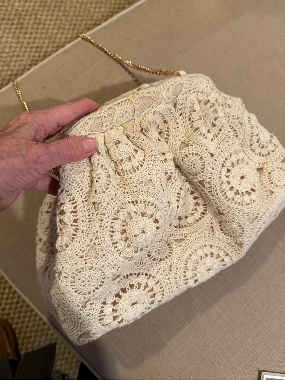 Cream Crochet Evening Clutch - Unbranded
